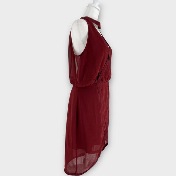 Keepsake The Label Curious Sheer Cocktail Dress Halter Red Sleeveless Wrap XL - Picture 3 of 15